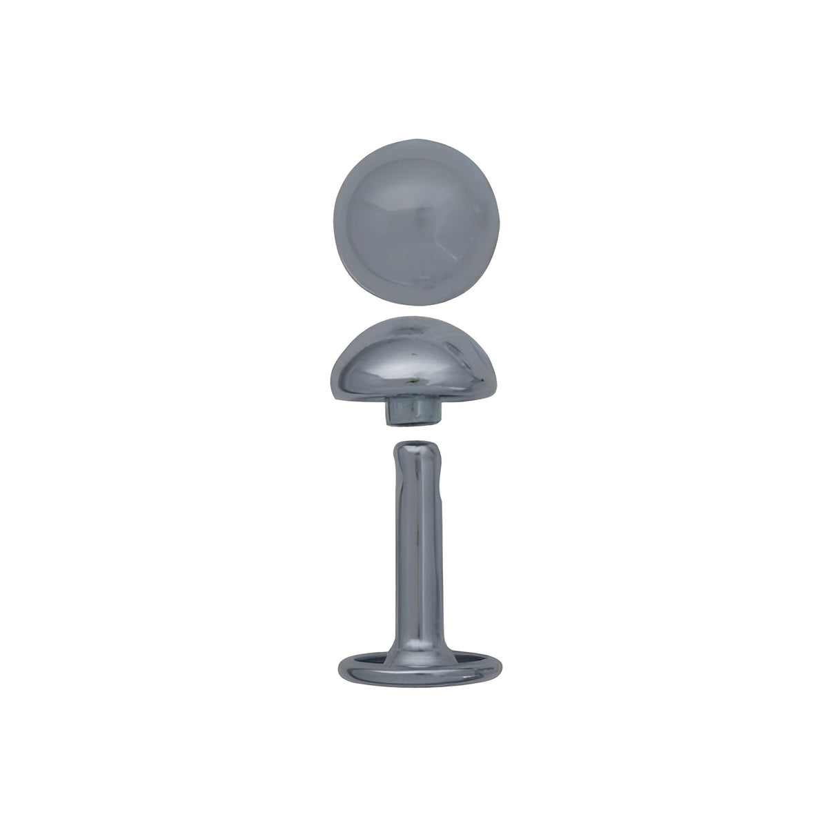15mm Nickel, 10mm Double Cap Domed Rivet, Steel, 12-pack
