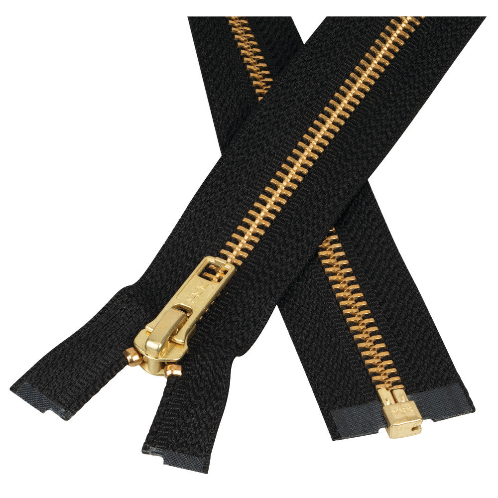 #5 Metal, Black, 24" YKK Separating Jacket Zipper with Brass Teeth