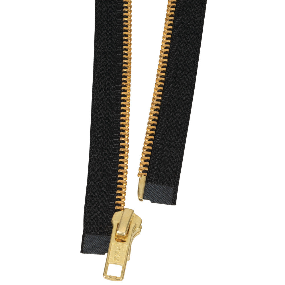 #5 Metal, Black, 24" YKK Separating Jacket Zipper with Brass Teeth