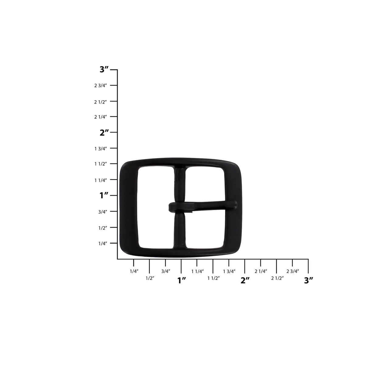 1 1/4" Black, 1.5"x2" Center Bar Buckle, Solid Brass