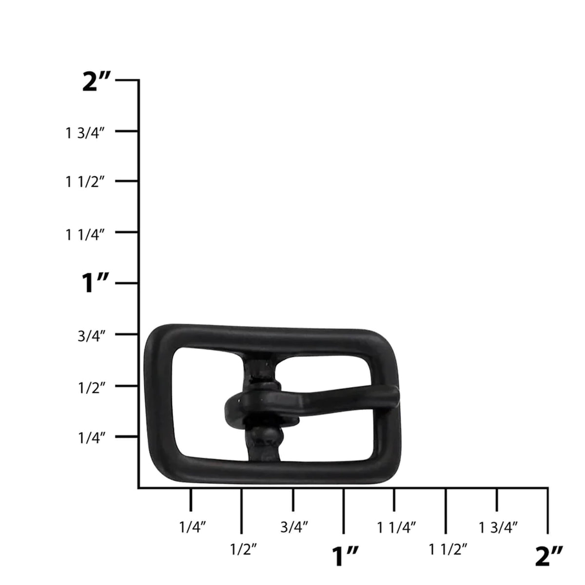 1/2" Black, Center Bar Buckle, Solid Brass
