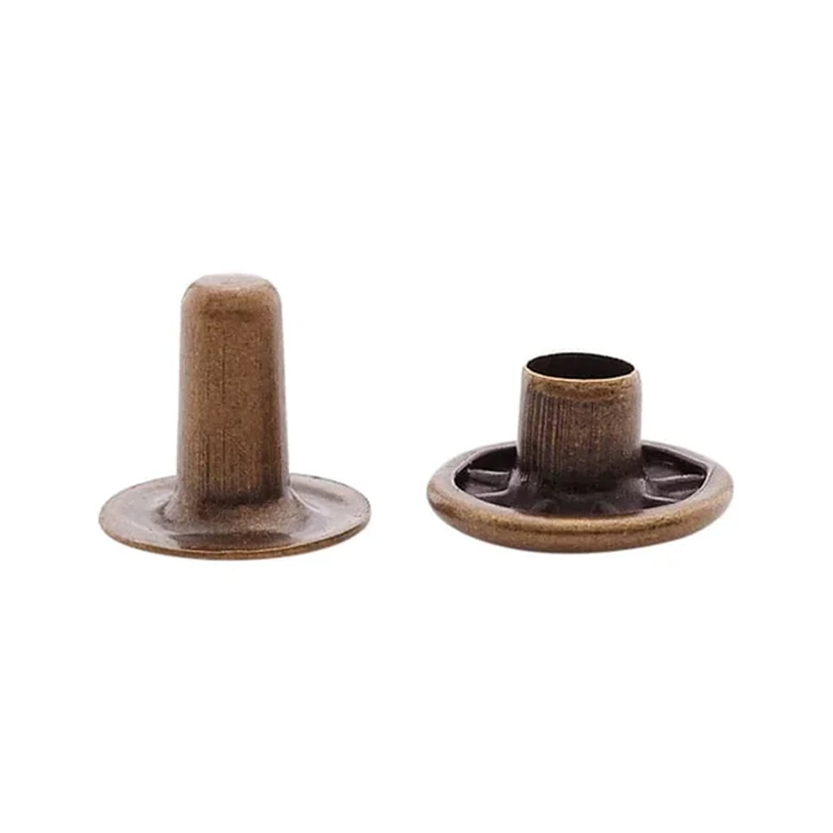 7mm Antique Brass, Single Cap Jiffy Rivet, Solid Brass- 100ct