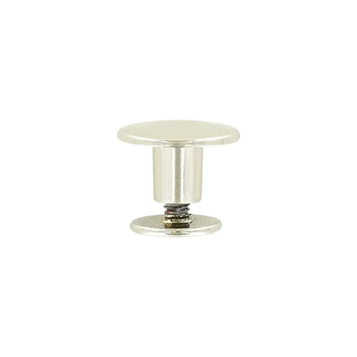 11mm Shiny Nickel, Flat Top Stud with Screw, Zinc Alloy - PK5