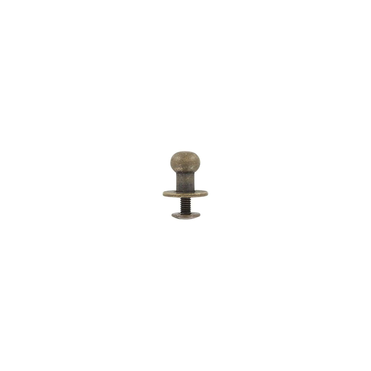 12mm, Antique Brass, Flat Top Collar Button Stud with Screw, Solid Brass