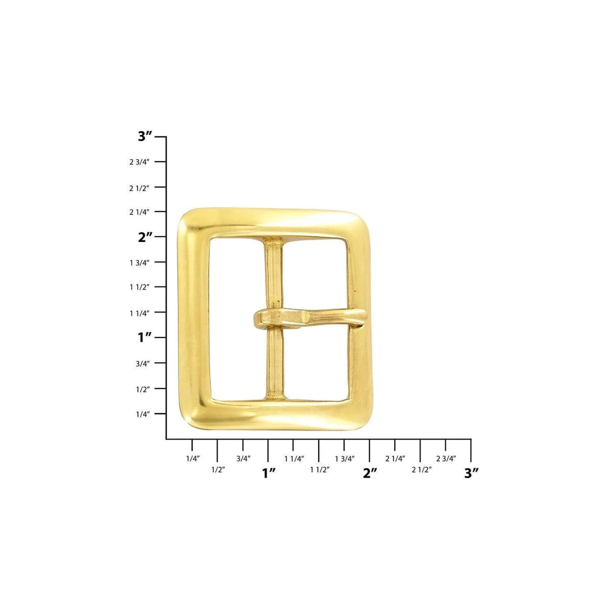 1 1/2" Brass, Sam Browne Center Bar Buckle, Solid Brass