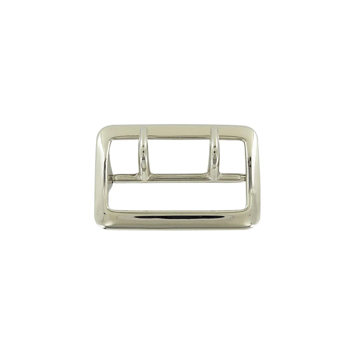 2 1/4" Chrome over Brass, Sam Browne Double Tongue Center Bar Buckle, Solid Brass