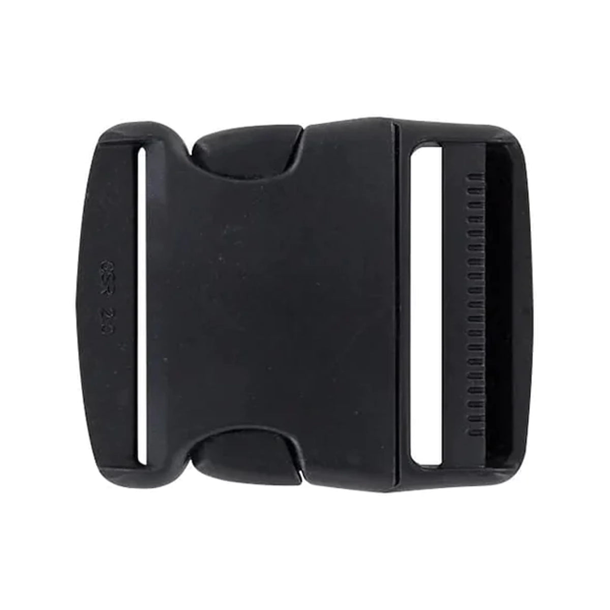 2" Black, Single Adjustable Side Squeeze Buckle, Plastic
