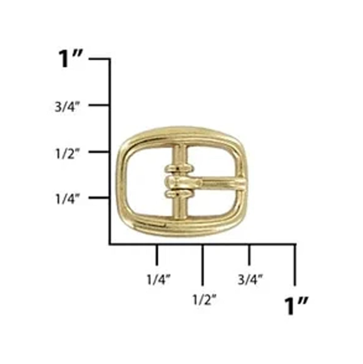 3/8" Gold, 15x18mm Center Bar Buckle, Zinc Alloy