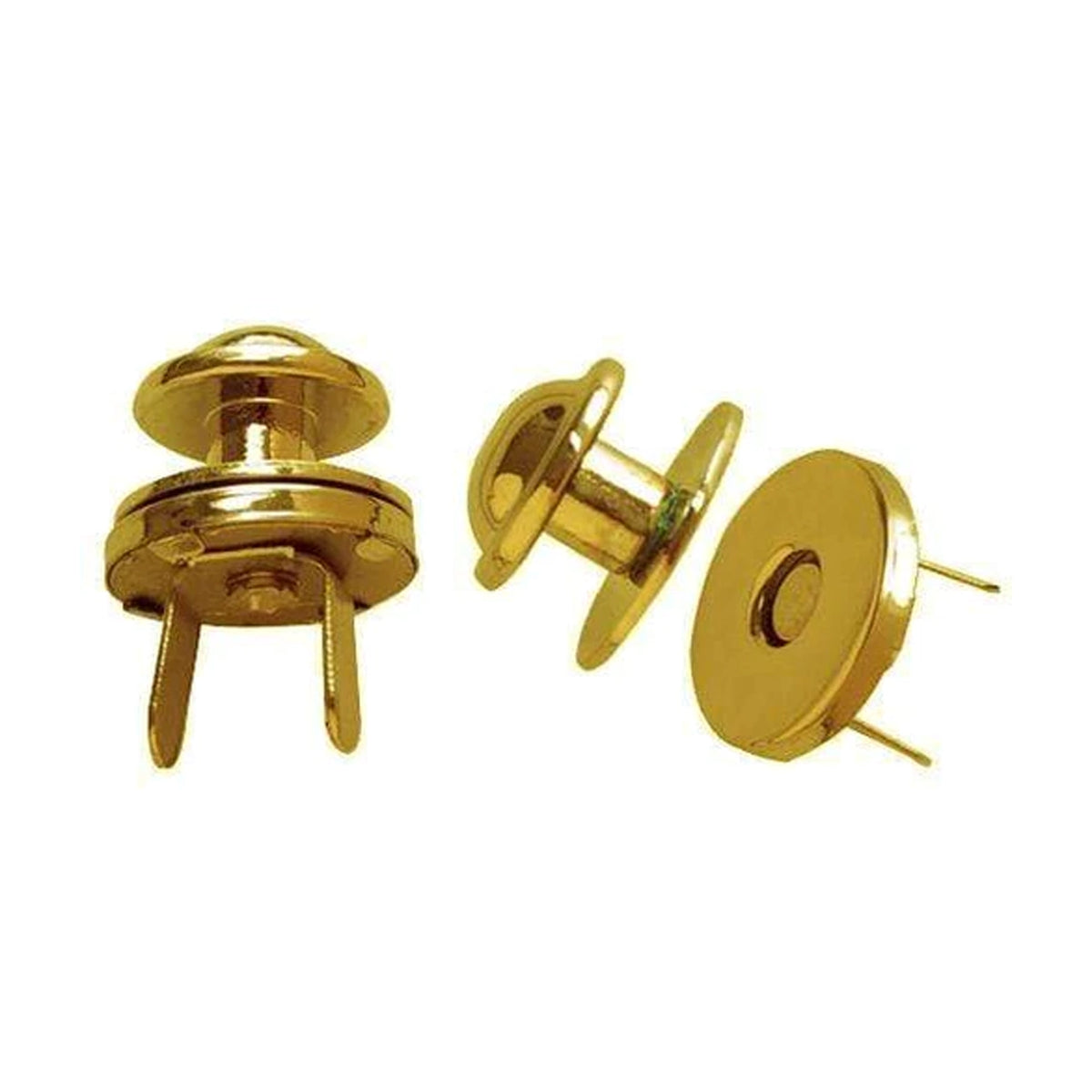 12mm, Shiny Gold, Magnetic Snap Collar Button, Steel