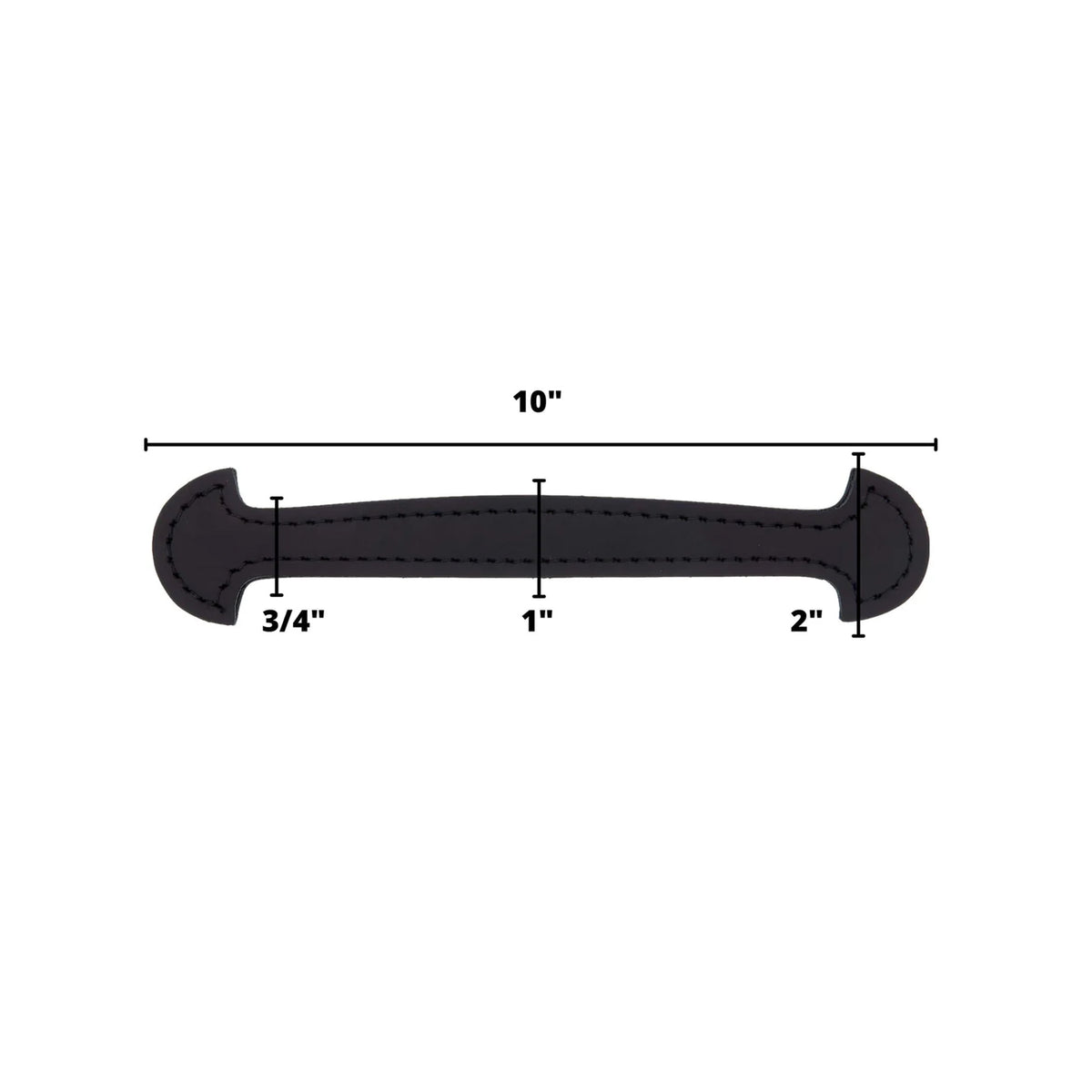 3/4" Black, Shovel Head Steamer Trunk Handle, Leather