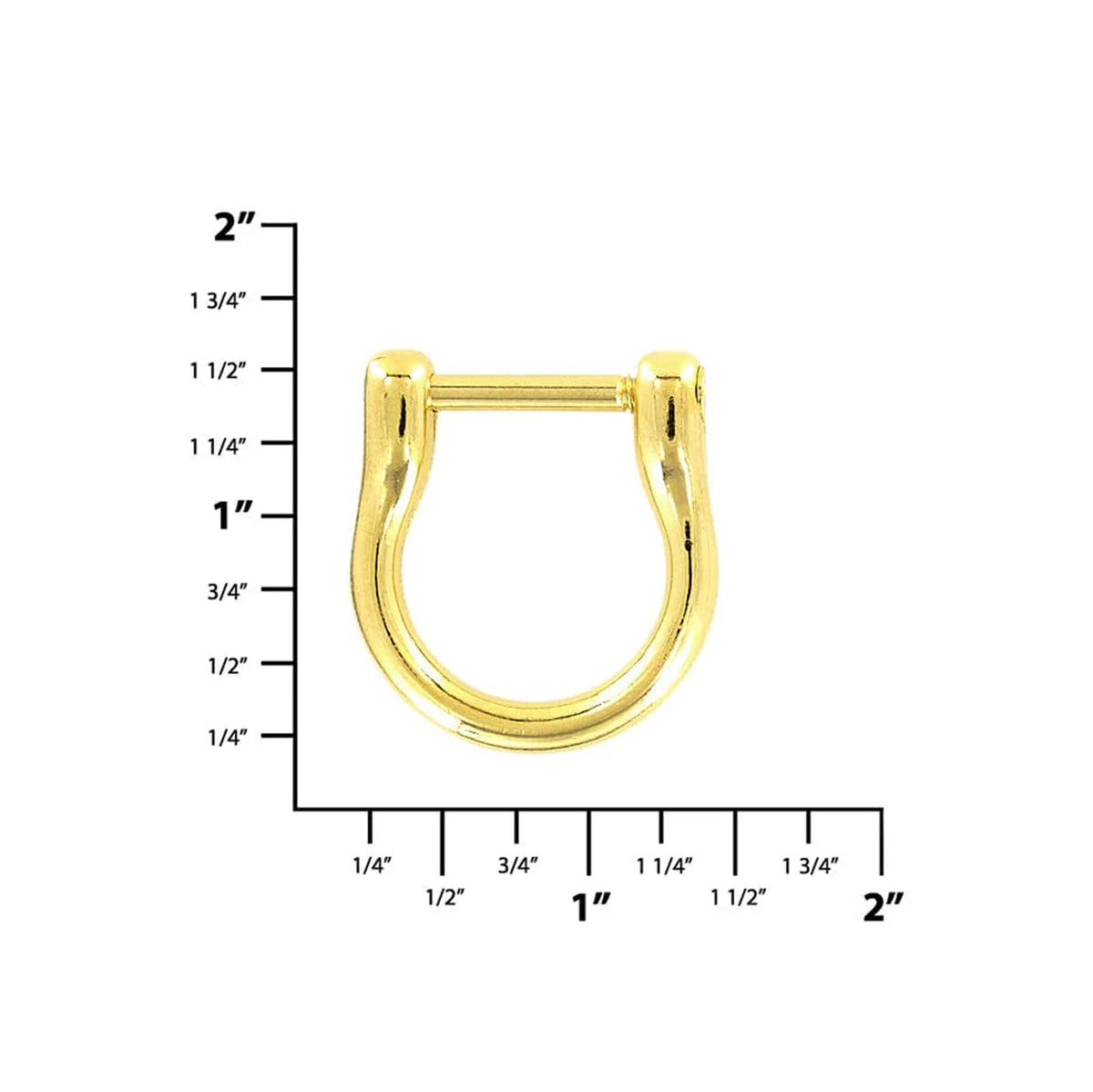3/4" Gold, Horseshoe Ring with Screw-In Pin, Zinc Alloy