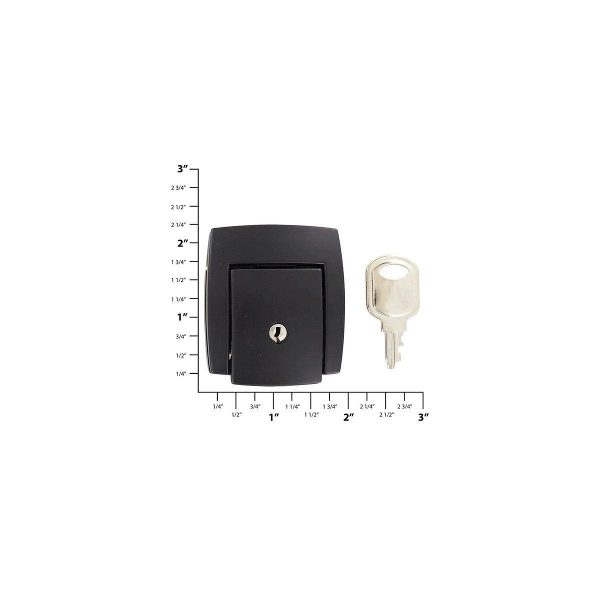 2 1/16" Black, Lock, Zinc Alloy