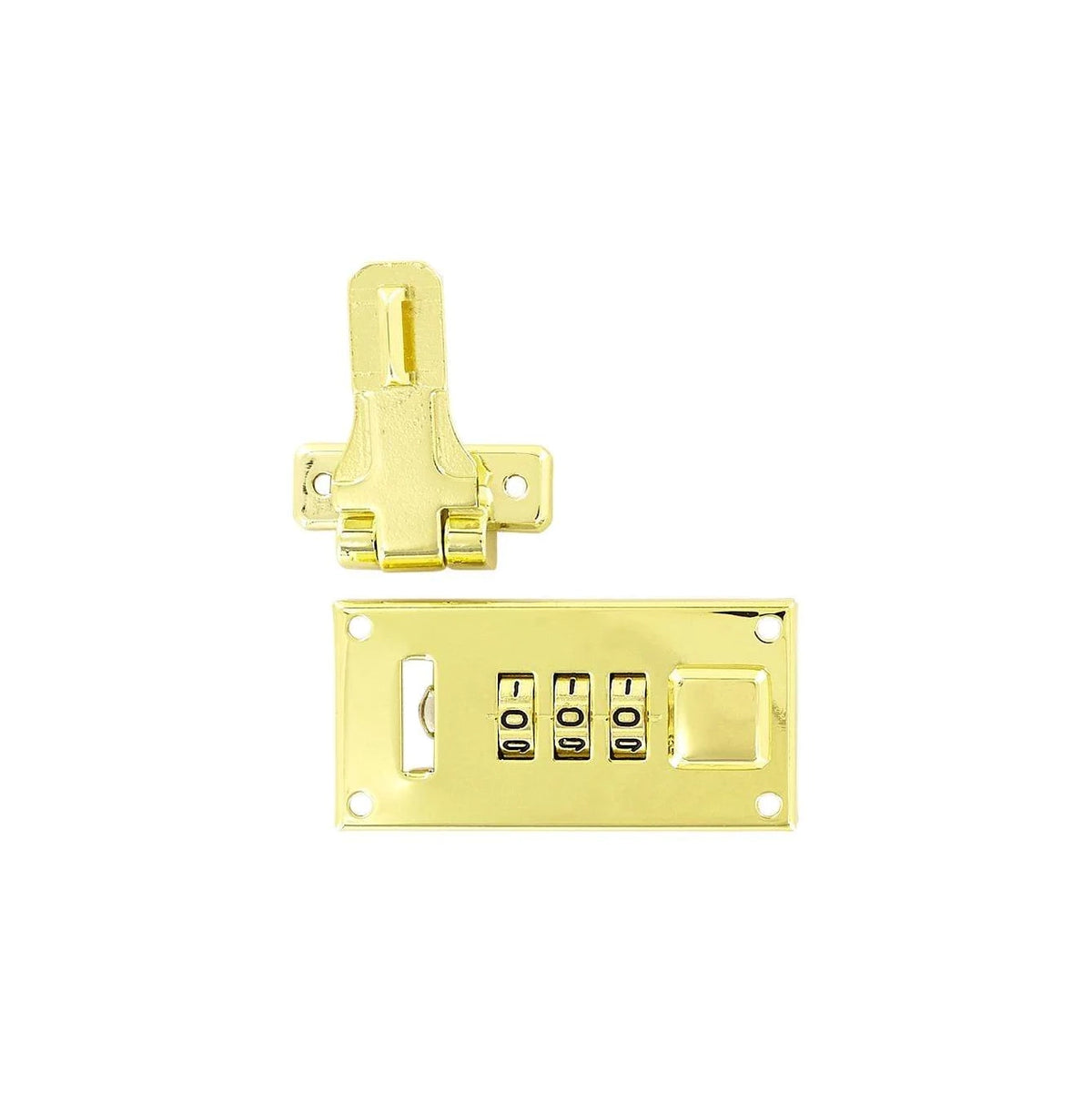 1 1/4" Shiny Brass, Offset Hasp Combination Lock, Steel