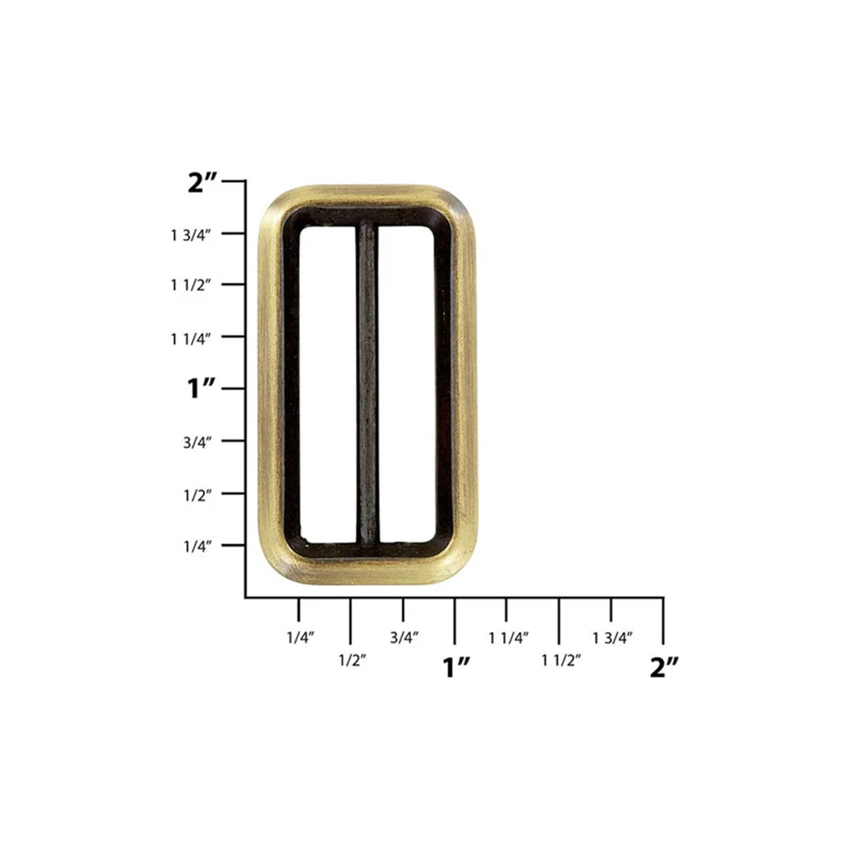 1 1/2" Antique Brass, Cast Beveled Double Loop, Zinc Alloy