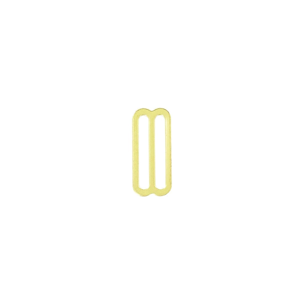 1 1/2" Shiny Brass, Flat Stamped Double Loop, Tri Bar Slide, Steel