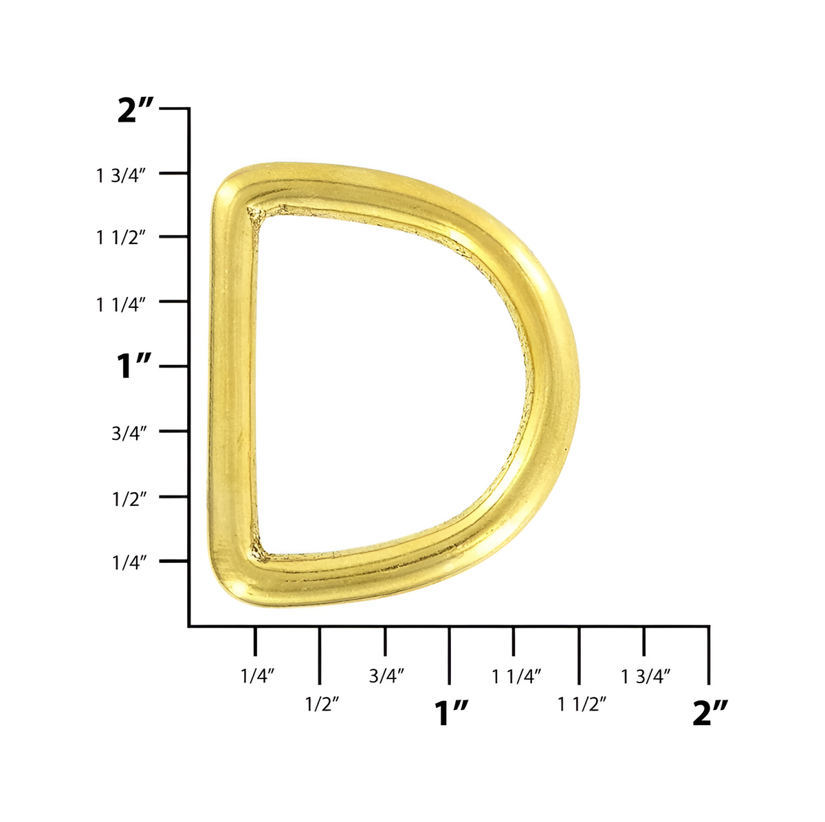 1 1/4" Brass, Cast D-Ring, Solid Brass