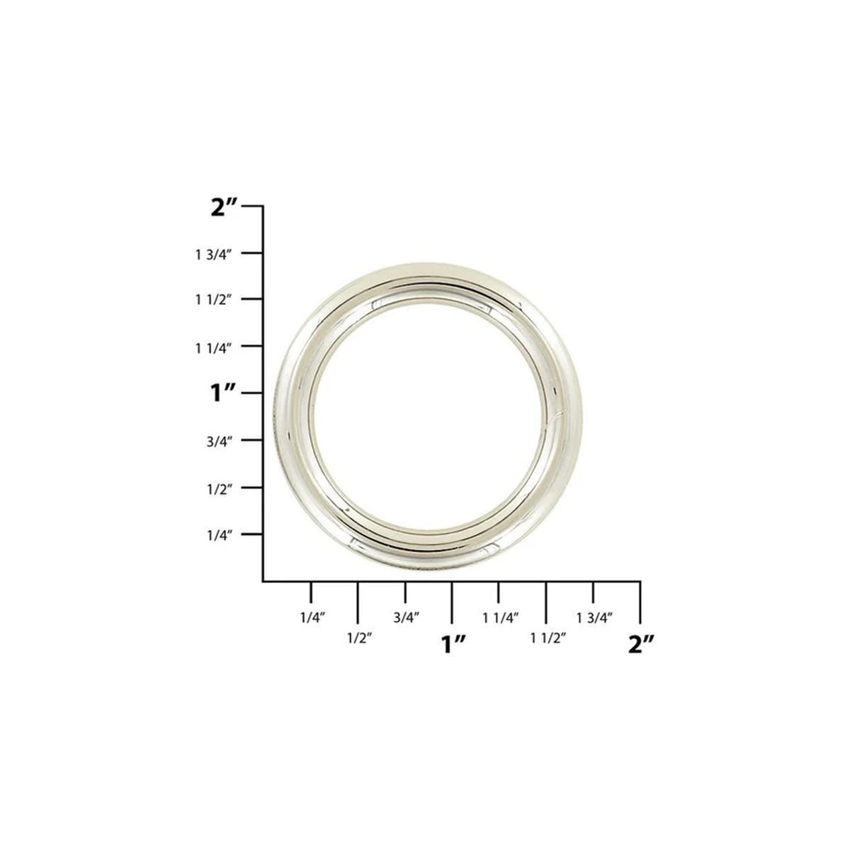 1 1/4" Shiny Nickel, Cast Round Ring, Zinc Alloy
