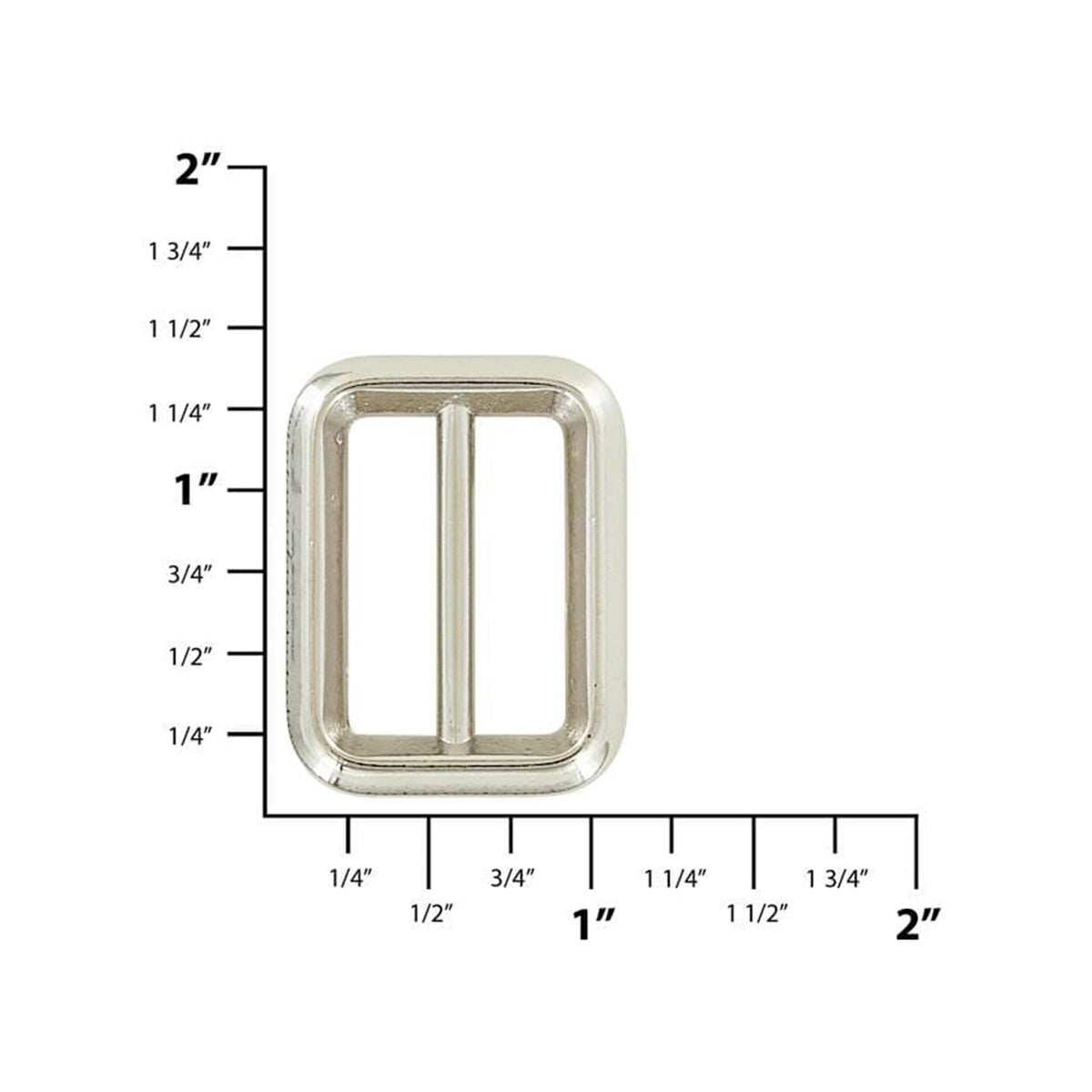 1" Shiny Nickel, Cast Beveled Cast Double Loop Slide, Zinc Alloy