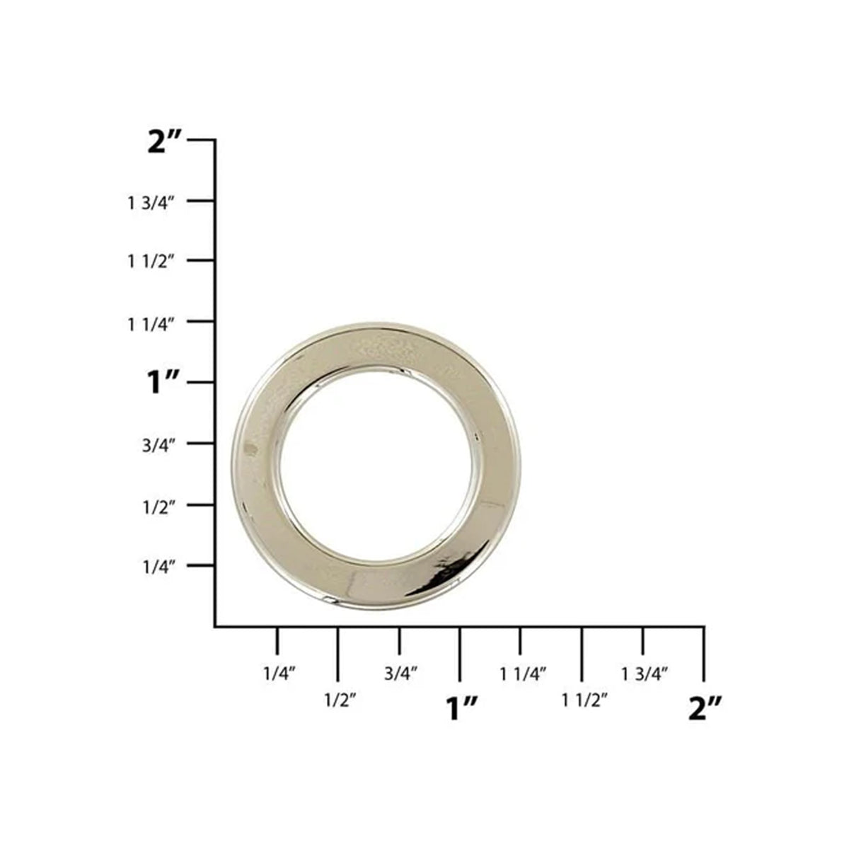 3/4" Shiny Nickel, Flat Round Ring, Zinc Alloy
