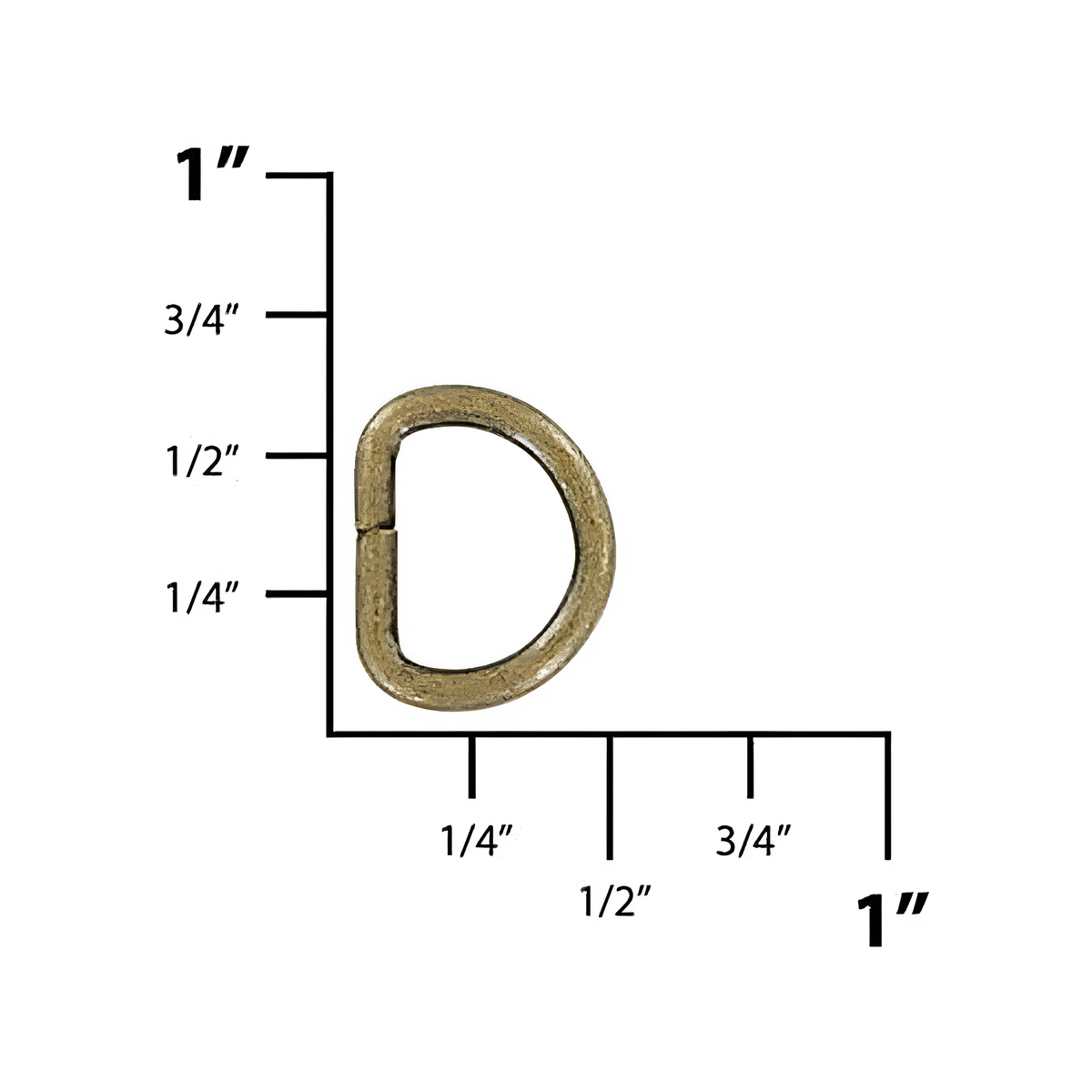 3/8" Antique Brass, Split D Ring, Steel