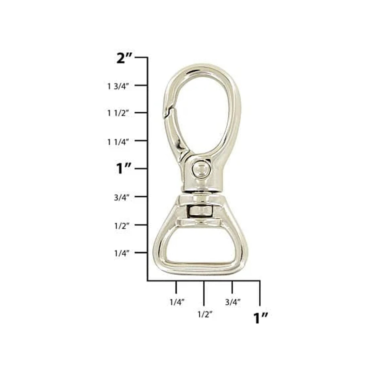 5/8" Shiny Nickel, 1 13/16" Lever Swivel Snap Hook, Zinc Alloy