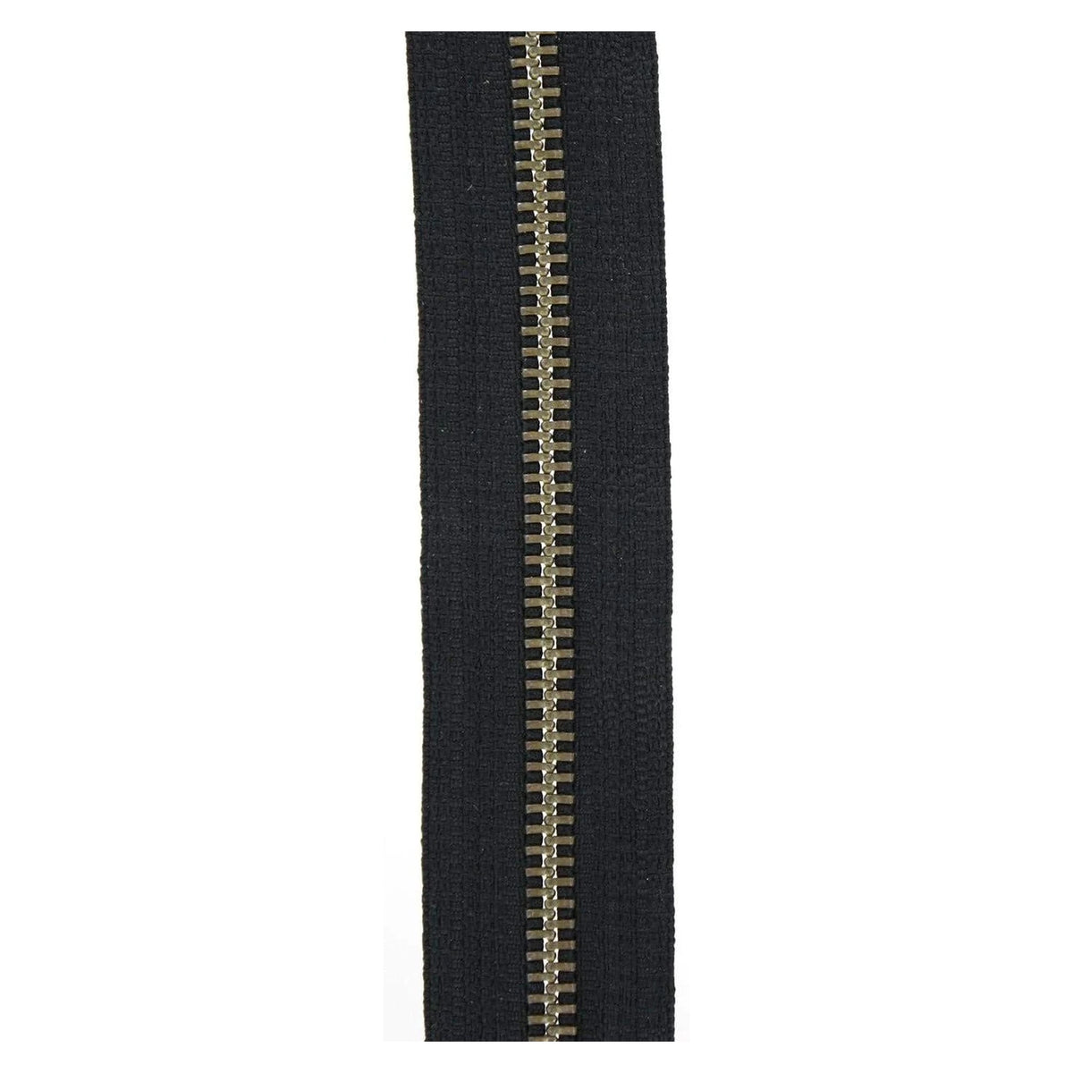 #5 Black, YKK Metal Chain Narrow Zipper Tape with Antique Brass Teeth