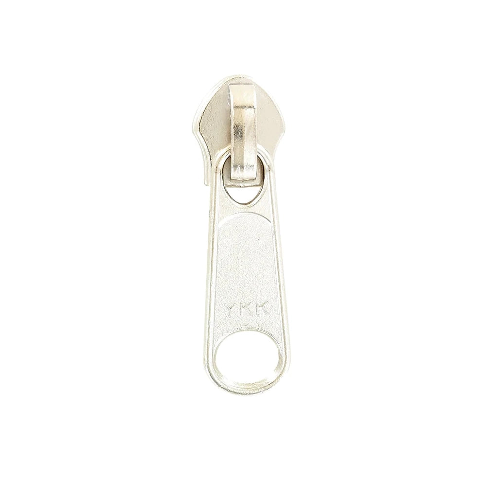#5 Nickel, Coil, YKK Long Tab Semi-Swivel Zipper Slider, Zinc Alloy