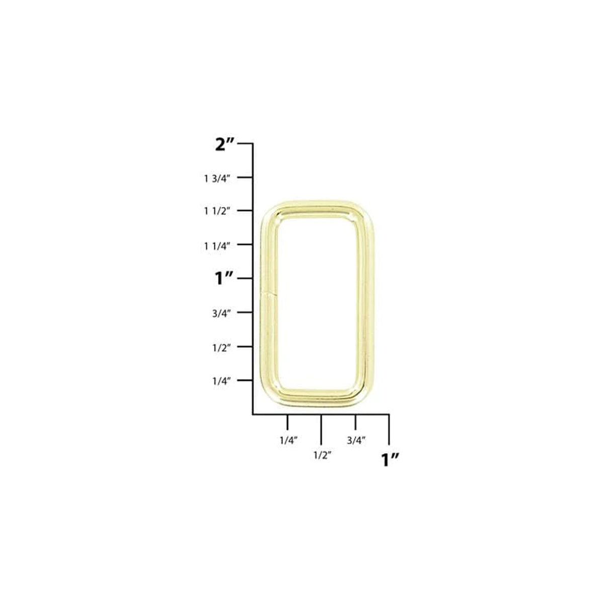 1 1/4" Shiny Brass Plate, Split Rectangular Ring, Steel