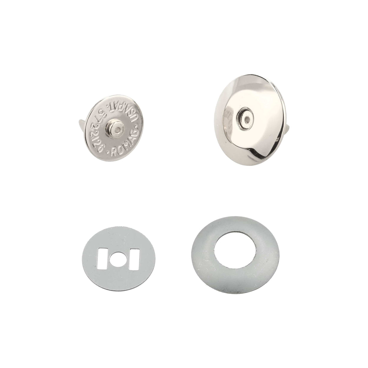 Ohio Travel Bag Fasteners 19mm Nickel, Beveled Low Profile Magnetic Snap, Steel, #P-2407-NP P-2407-NP