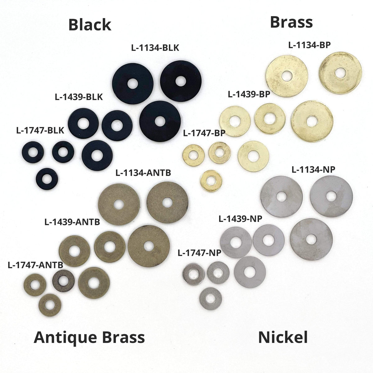 Ohio Travel Bag Fasteners 3/8" Antique Brass, Washer, Steel - 24pk, #L-1747-ANTB L-1747-ANTB