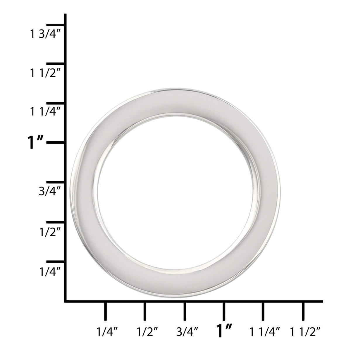Ohio Travel Bag Rings & Slides 1" Shiny Nickel, Cast Flat Round Ring, Zinc Alloy, #P-2552-NIC P-2552-NIC