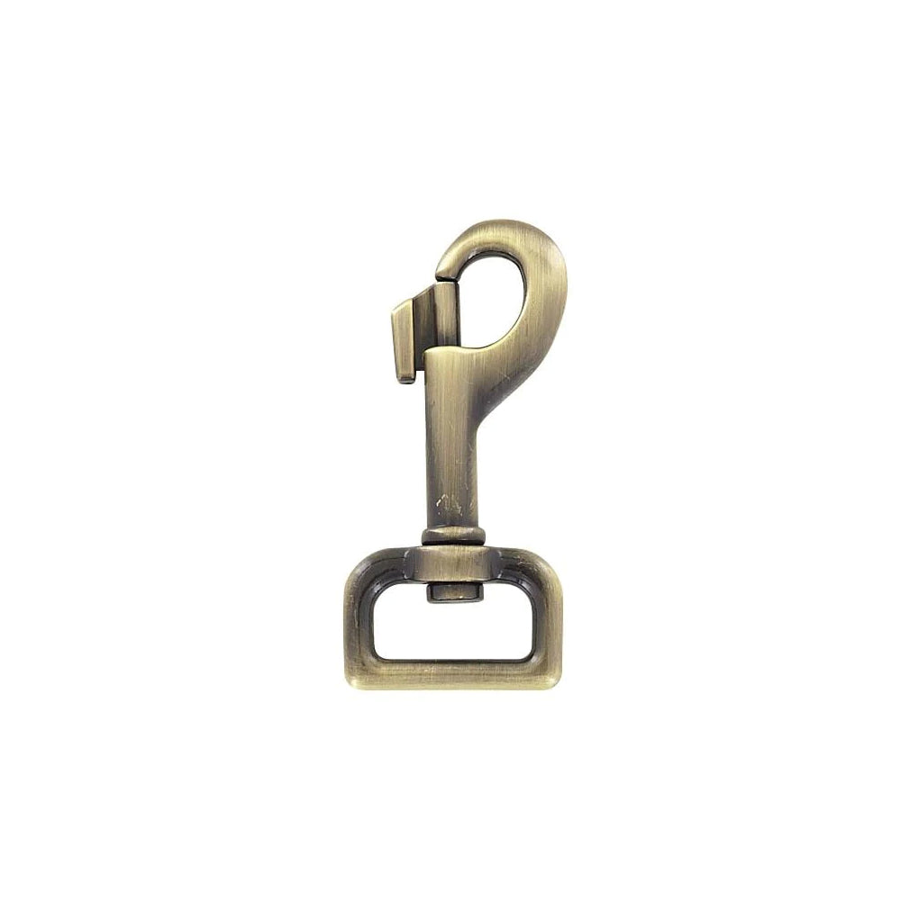 1" Antique Brass, Bolt Swivel Snap Hook Extended Profile, Zinc Alloy