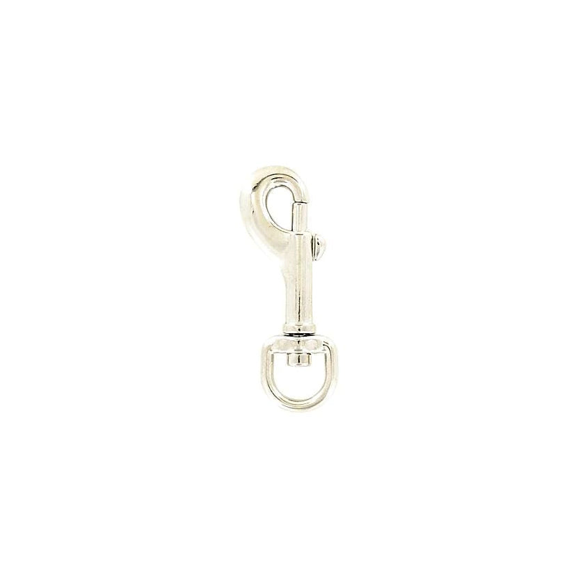 3/8" Shiny Nickel, Bolt Swivel Snap Hook, Zinc Alloy