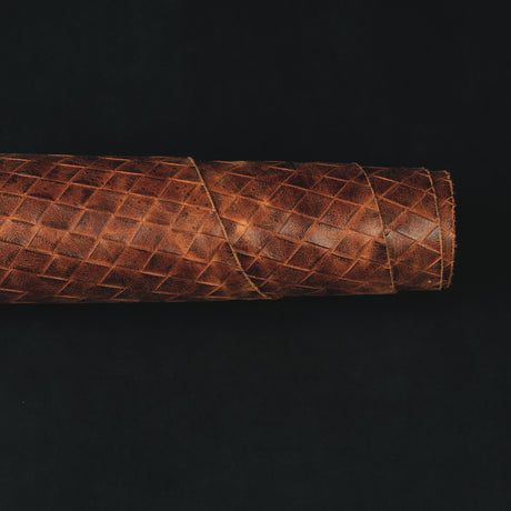 Embossed Leather, 2-3 oz., Woven Cognac