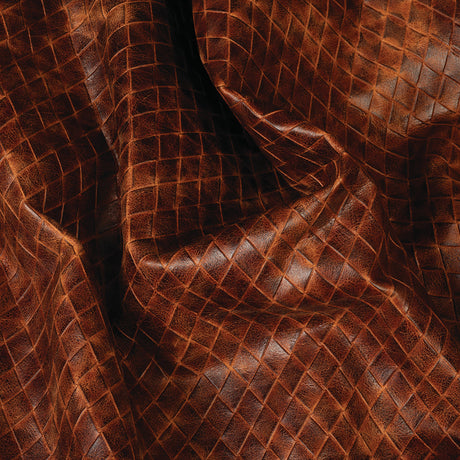 Embossed Leather, 2-3 oz., Woven Cognac