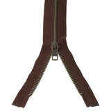 #5 Metal, Brown, 30" YKK Separating Bomber Jacket Zipper with Antique Brass Teeth