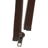 #5 Metal, Brown, 30" YKK Separating Bomber Jacket Zipper with Antique Brass Teeth