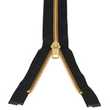 #5 Metal, Black, 24" YKK Separating Jacket Zipper with Brass Teeth
