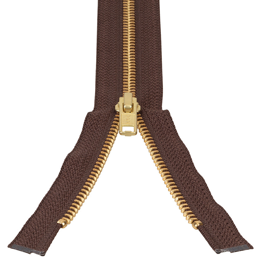 #5 Metal, Brown, 36" YKK Separating Jacket Zipper with Brass Teeth