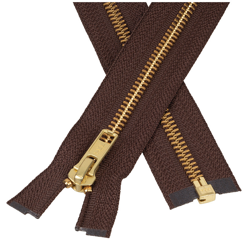#5 Metal, Brown, 36" YKK Separating Jacket Zipper with Brass Teeth