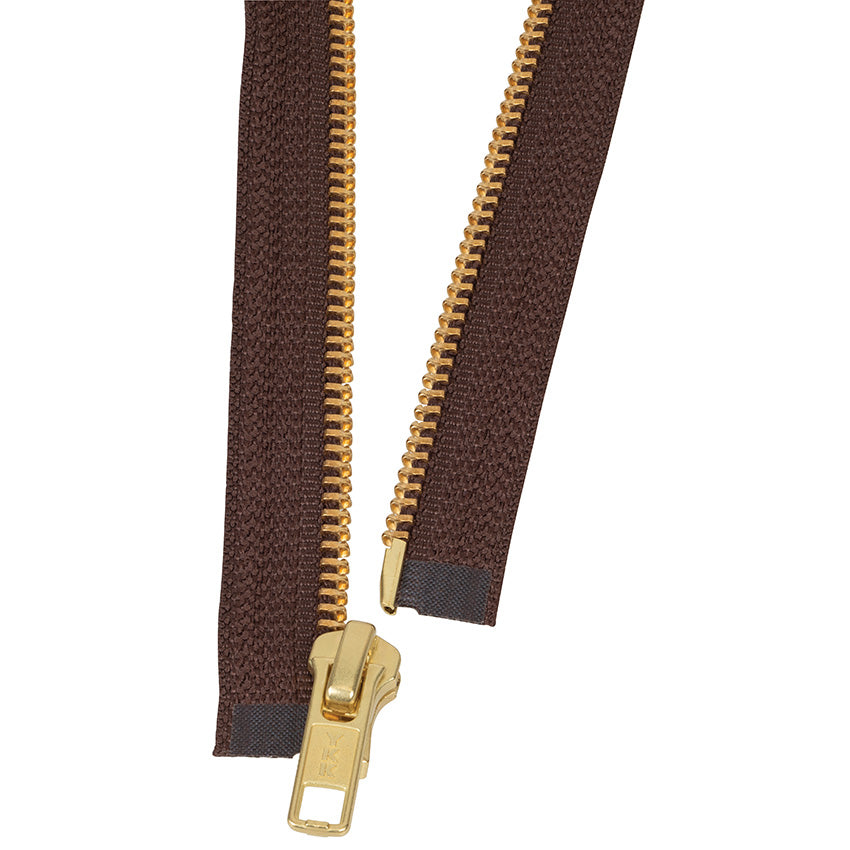 #5 Metal, Brown, 36" YKK Separating Jacket Zipper with Brass Teeth