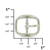 1/2" Nickel, 20x23mm Center Bar Buckle, Zinc Alloy