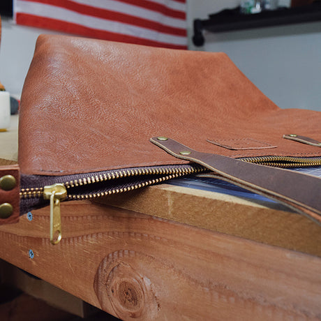Leather Tote with Zipper