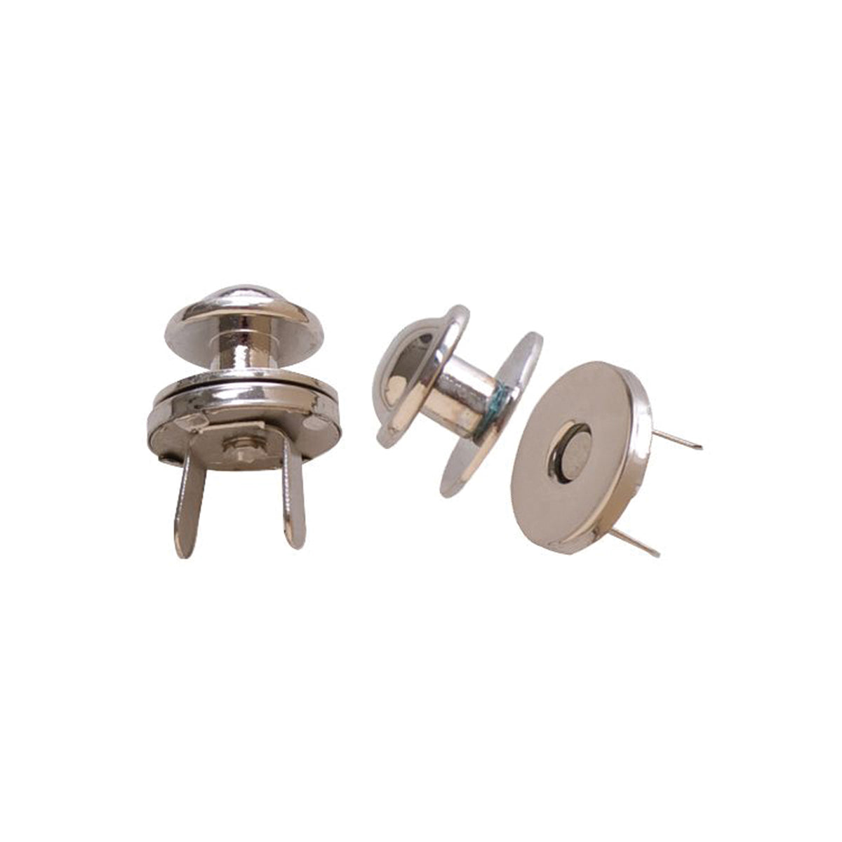 12mm, Shiny Nickel, Magnetic Snap Collar Button, Steel