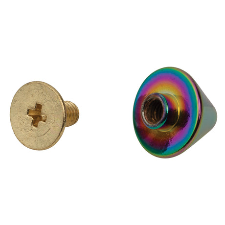 10mm Rainbow, Spike Stud with Screw, Zinc Alloy - PK10
