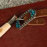 Turquoise Flower Center Bar Buckle