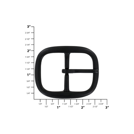 1 1/2" Black, 1 3/4"x2.6" Center Bar Buckle, Solid Brass
