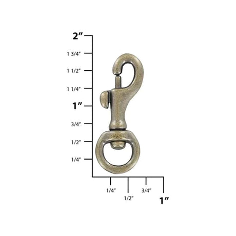 1/2" Antique Brass, Bolt Swivel Snap Hook, Solid Brass