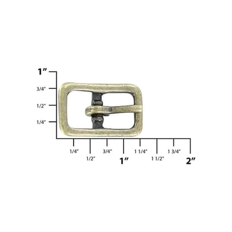 1/2" Antique Brass, Center Bar Buckle, Solid Brass
