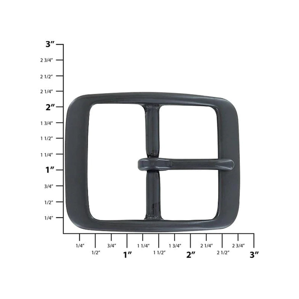 1 3/4" Black, Center Bar Buckle, Solid Brass